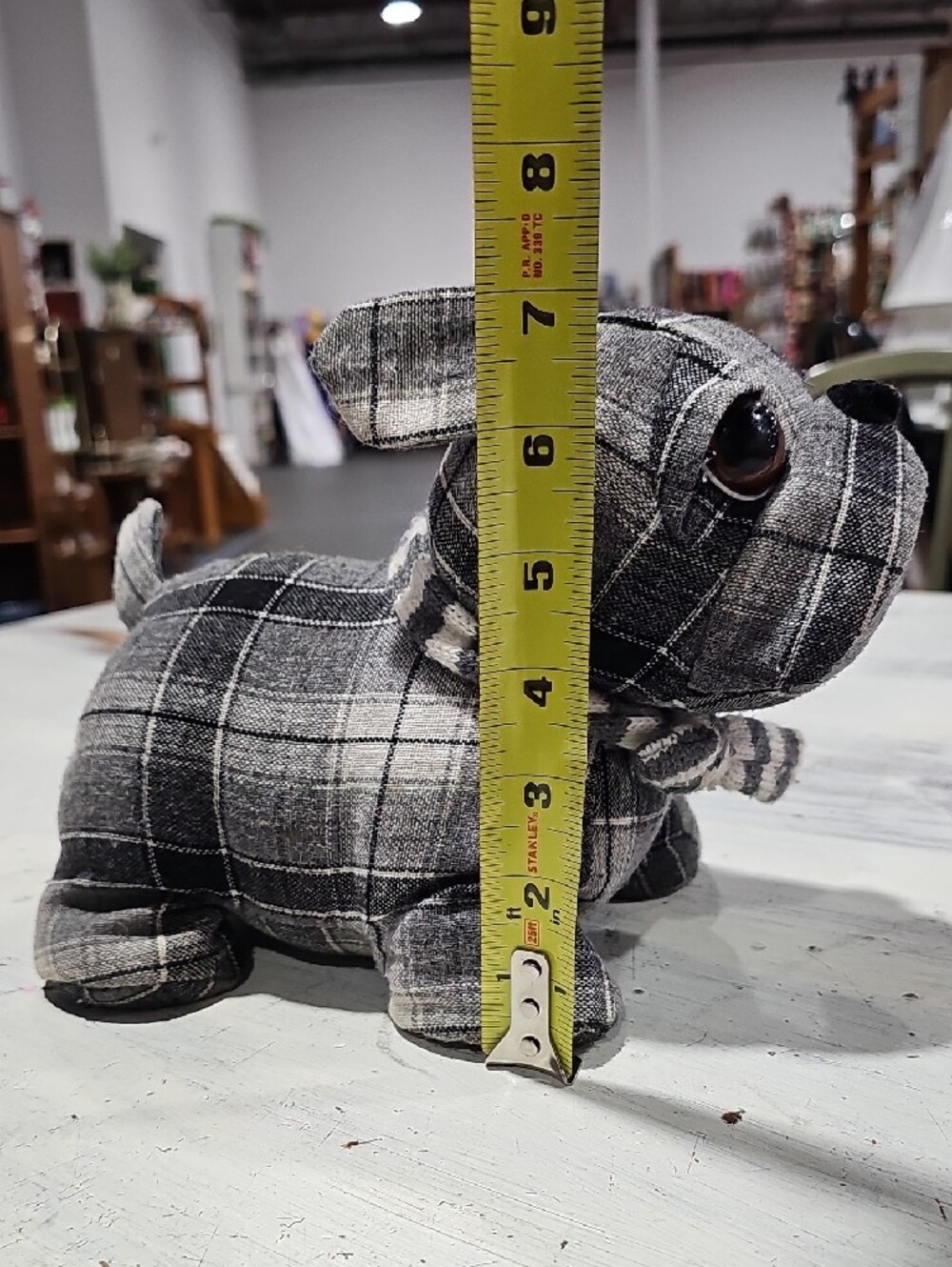 Plaid Fabric Dog Decorative Doorstop or Plush - Picture 4 of 5